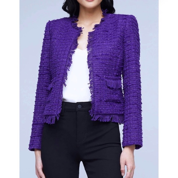 L'AGENCE Tweed Blazer in purple - Picture 1 of 10